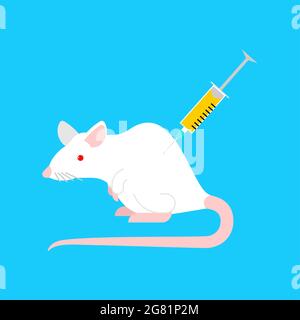 Souris et seringue de laboratoire blanches. Recherche en laboratoire Illustration de Vecteur