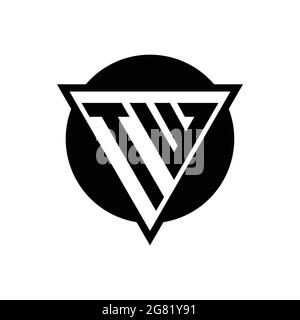 Logo TW avec triangle d'espace négatif et modèle de forme de cercle isolé sur fond blanc Illustration de Vecteur