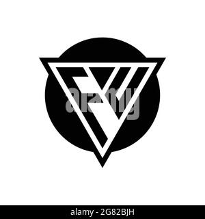Logo FU avec triangle d'espace négatif et modèle de forme de cercle isolé sur fond blanc Illustration de Vecteur