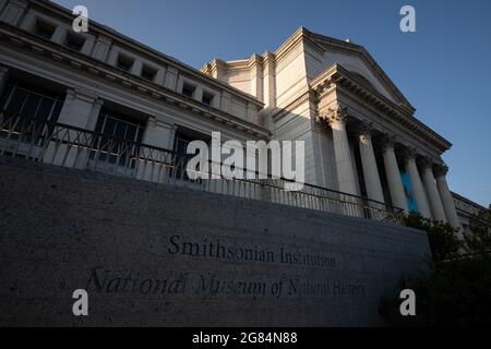 Washington, États-Unis. 16 juillet 2021. Un aperçu général du Smithsonian National Museum of Natural History à Washington, DC, le vendredi 16 juillet 2021, au milieu de la pandémie du coronavirus. Cette semaine, la Smithsonian institution a annoncé la fin de la pandémie de laissez-passer à entrée temporisée dans la plupart des musées alors que la National Gallery of Art a également récemment achevé sa réouverture. (Graeme Sloan/Sipa USA) Credit: SIPA USA/Alay Live News Banque D'Images