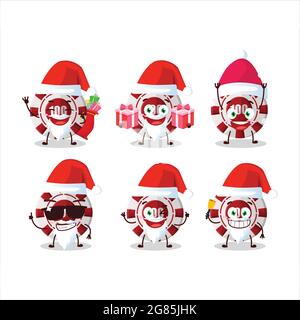Émoticônes du Père Noël avec personnage de dessin animé de jeton de casino de 100 dollars. Illustration vectorielle Illustration de Vecteur