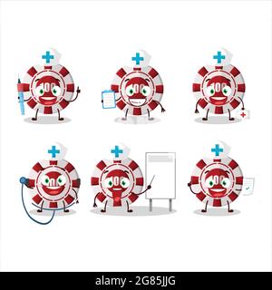 Médecin profession émoticône avec 100 dollar de personnage de bande dessinée de casino. Illustration vectorielle Illustration de Vecteur