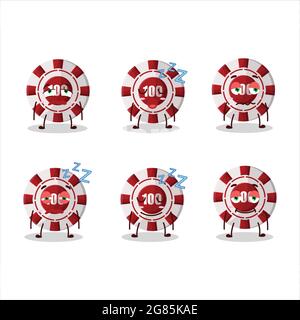 Personnage de dessin animé de 100 dollar puce de casino avec expression de sommeil. Illustration vectorielle Illustration de Vecteur