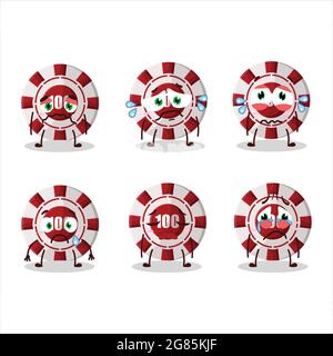 100 Dollar personnage de dessin animé de puce de casino avec une expression triste. Illustration vectorielle Illustration de Vecteur