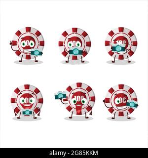 Photographe profession émoticône avec 100 dollar de casino puce personnage de dessin animé. Illustration vectorielle Illustration de Vecteur