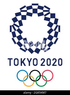 Vinnytsia, Ukraine - 13 juillet 2021. Logo officiel des Jeux Olympiques d'été 2020 à Tokyo. Emblème éditorial Vector Illustration de Vecteur