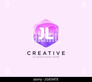 Logo JL initial avec modèle coloré de logo Hexagon Modern Business Alphabet Illustration de Vecteur