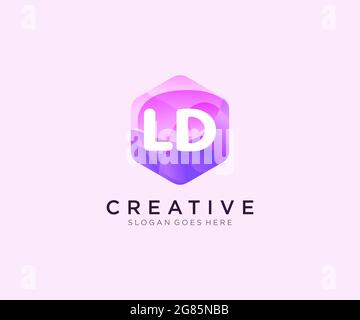 Logo initial LD avec modèle coloré de logo Hexagon Modern Business Alphabet Illustration de Vecteur