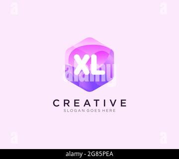Logo initial XL avec modèle coloré de logo Hexagon Modern Business Alphabet Illustration de Vecteur