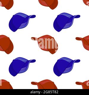 Jeu de casquettes de baseball colorées isolées sur fond blanc. Texture sans coutures pour le sport Illustration de Vecteur