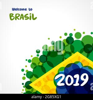 Bienvenue à l'idée de couverture du Brésil. Éléments de drapeau brésilien avec texture bulle moderne. Concept créatif de fond national. Desi graphique abstrait isolé Illustration de Vecteur