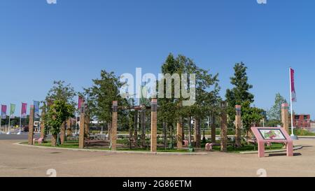 Le parc olympique de la Reine Elizabeth par une journée ensoleillée. Londres - 17 juillet 2021 Banque D'Images