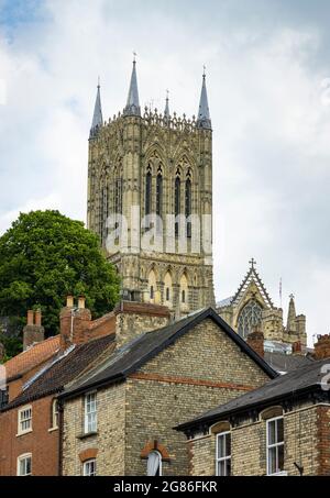 Lincoln Cathedral centre tour sur la vieille ville, Lincoln City Lincolnshire 2021 Banque D'Images