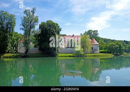 Château d'Otocec sur l'île de la rivière Krka, Dolenjska, Slovenija Banque D'Images