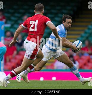 Cardiff, Royaume-Uni. 17 juillet 2021. Cardiff, Royaume-Uni. 17 juillet : Nicolas Sanchez (Argentine) lors du match international d'été 2021 entre le pays de Galles et l'Argentine au stade de la Principauté. Credit: Federico Guerra Morán/Alay Live News Banque D'Images