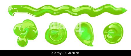 Ensemble de dessin animé plat vert citron vert. Éclaboussures, gouttes ou taches de gelée toxiques. Motif vectoriel pour Halloween. Illustration de Vecteur