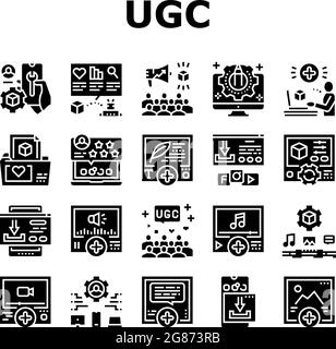 Les icônes de collection de contenu générées par l'utilisateur définissent le vecteur Illustration de Vecteur