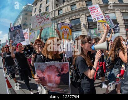 Les droits officiels des animaux Mars Londres 2019. Des militants défilent dans la capitale du Royaume-Uni le 17 août 2019 Banque D'Images