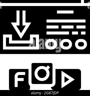 fenêtre de téléchargement avec boutons glyphe icône illustration du vecteur Illustration de Vecteur