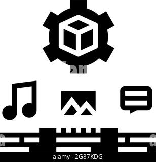 réglages de l'audio, de l'image et test de l'illustration vectorielle de l'icône de glyphe ugc Illustration de Vecteur