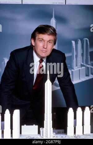 Donald Trump, portrait en demi-longueur, New York, New York, États-Unis, Bernard Gotfryd, 1985 Banque D'Images