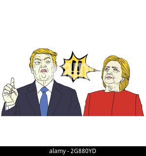 Donald Trump contre Hillary Clinton. Illustration vectorielle de dessin animé Pop Art Illustration de Vecteur