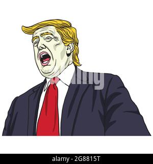 Donald Trump criait. Illustration de la caricature du dessin animé portrait vectoriel Illustration de Vecteur