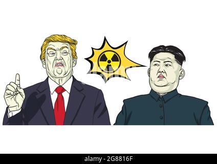 Donald Trump contre Kim Jong-un Nuclear Sign. Illustration du dessin animé vectoriel Illustration de Vecteur