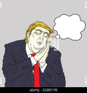 Donald Trump dormant. Caricature de dessin animé Portrait Illustration de Vecteur