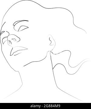 Visage de femme d'art de ligne tendance, illustration linéaire vectorielle Illustration de Vecteur