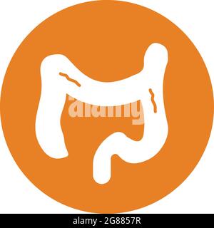 L'icône intestin, côlon, proctologie est isolée sur fond blanc. Utilisation à des fins graphiques et de conception de sites Web ou à des fins commerciales. Fichier EPS vectoriel. Illustration de Vecteur