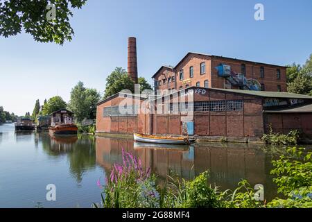 Ancienne fabrique de miel, Veringkanal, Wilhelmsburg, Hambourg, Allemagne Banque D'Images