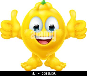 Caricature de citron Emoticon Emoji Mascot icône Illustration de Vecteur