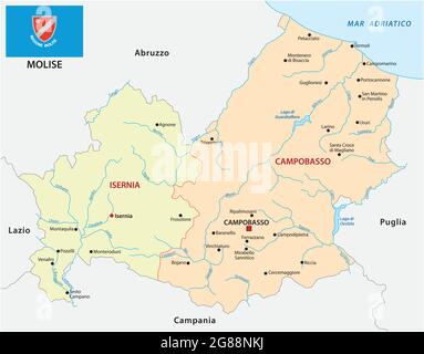 Carte administrative et politique de Molise avec drapeau Illustration de Vecteur