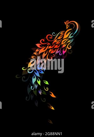 Un oiseau multicolore. peacock. Illustration vectorielle Illustration de Vecteur