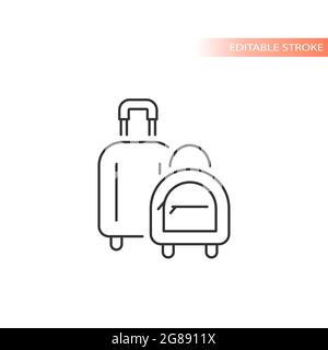 compagnie aérienne, aéroport, sac, bagages, gras, case, modifiable, main, poignée, icône, voyage, ligne, bagages, contour, panneau, trait, valise, été, symbole, thi Illustration de Vecteur