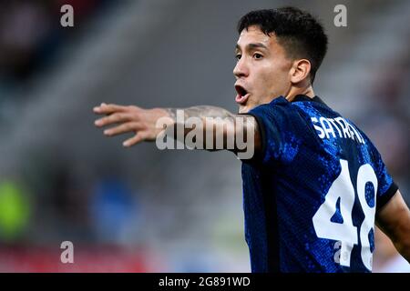 Lugano, Suisse. 17 juillet 2021. Martin Satriano du FC Internazionale réagit lors du match de football amical d'avant-saison entre le FC Lugano et le FC Internazionale. Le FC Internazionale a gagné 4-3 au cours de la période régulière 2-2, contre le FC Lugano pour des pénalités. Credit: Nicolò Campo/Alay Live News Banque D'Images