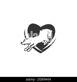 Vecteur cheval noir vecteur tête visage contour silhouette dessin illustration en forme de coeur cadre sur fond blanc. SPE 10 Illustration de Vecteur