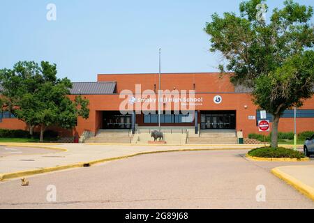 Smoky Hill High School à Aurora, Colorado, une partie du Cherry Creek School District, construit en 1974, demeure des mordus (mascotte: Buffles) Banque D'Images