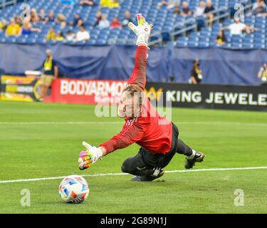 Nashville, Tennessee, États-Unis. 17 juillet 2021. Joe Willis (1), gardien de but de Nashville, en action pendant le match MLS entre le Chicago Fire et le Nashville SC au Nissan Stadium de Nashville, TN. Kevin Langley/CSM/Alamy Live News Banque D'Images