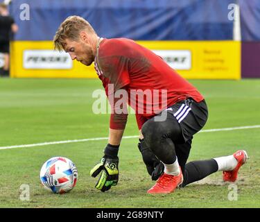 Nashville, Tennessee, États-Unis. 17 juillet 2021. Bryan Meredith, gardien de but de Nashville (35), en action pendant le match MLS entre le Chicago Fire et le Nashville SC au Nissan Stadium de Nashville, TN. Kevin Langley/CSM/Alamy Live News Banque D'Images