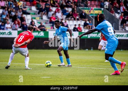 Vejle, Danemark. 18 juillet 2021. Tofin Kehinde (10) de Randers FC vu pendant le 3F Superliga match entre Vejle Boldklub et Randers FC à Vejle Stadion à Vejle. (Crédit photo : Gonzales photo/Alamy Live News Banque D'Images