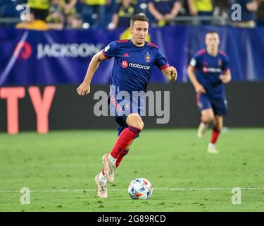 Nashville, Tennessee, États-Unis. 17 juillet 2021. Le milieu de terrain de Chicago, Przemyslaw Frankowski (11), en action pendant le match MLS entre le Chicago Fire et le Nashville SC au Nissan Stadium de Nashville, TN. Kevin Langley/CSM/Alamy Live News Banque D'Images