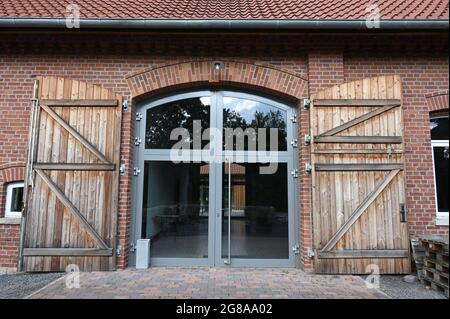 Porte de grange d'une ferme restaurée à Schaumburg Banque D'Images