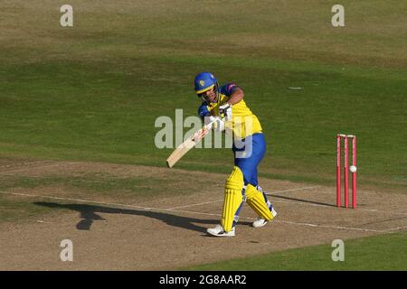 NOTTINGHAM, ROYAUME-UNI. 18 JUILLET David Bedingham de Durham chauves-souris pendant le match Vitality Blast T20 entre le Nottinghamshire et Durham à Trent Bridge, Nottingham, le dimanche 18 juillet 2021. (Crédit : will Matthews | MI News) crédit : MI News & Sport /Alay Live News Banque D'Images