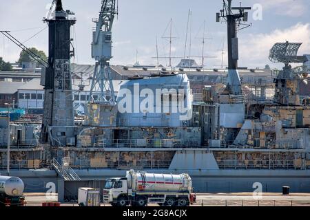 Le destroyer de type 42 HMS Edinburgh est mis au rebut à Portsmouth Banque D'Images