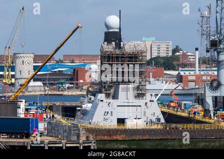 Un destructeur de type 45 est en cours de construction à Portsmouth Banque D'Images
