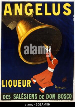 Publicité vintage pour Angelus liqueurs. Oeuvre d'art de Leonetto Cappiello (1875-1942). 'Des Salésiens de Dom Bosco'. 1907. Banque D'Images