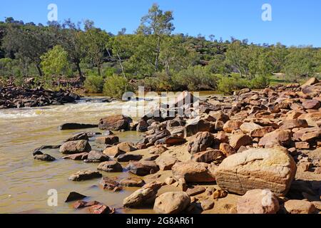 Vue sur la rivière Murchison dans le parc national de Kalbarri, dans la région du Midwest de l'Australie occidentale Banque D'Images