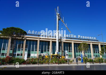 MARSEILLE, FRANCE -29 JUIN 2021 - vue sur l'aéroport de Marseille Provence (MRS) à Marignane Bouches-du-Rhône, France. Banque D'Images